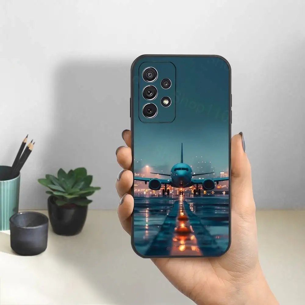 飛行機飛行機アートクール電話ケースサムスン S25、S24、S23、S22、S21、S20、S10、ウルトラ、プラス、ライト、FE、ソフトシリコンブラックカバー