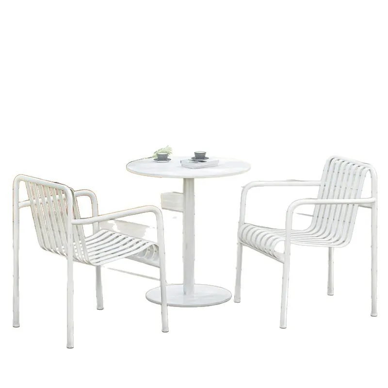 

Nordic outdoor leisure small round table balcony courtyard wrought iron one table four chairs milk tea shop open-air dining
