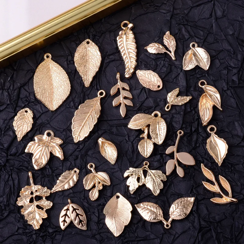 100pcs/lot  KC Gold color Alloy Leaf/Branch Charms for Wedding DIY Necklace/Bracelet Handmade wholesale