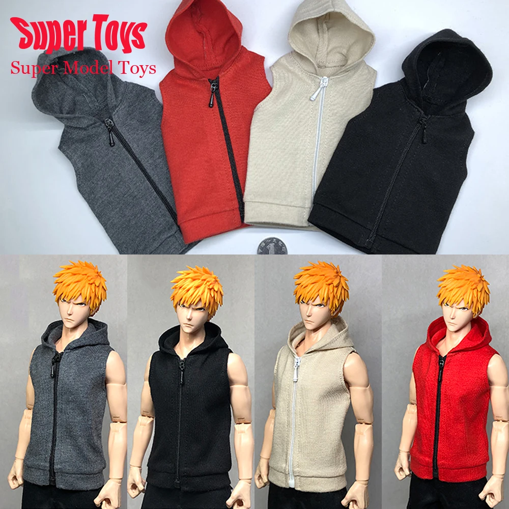 

4 Colors High Quality 1/6 Scale Male Sports Hooded Vest Sleeveless Sportswear Hoodie Clothes Accessory for 12 inch Action Figure