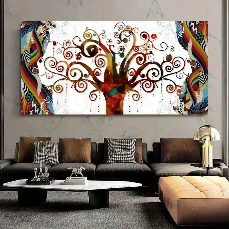 Multiple sizes 1pc frameless  Large size Canvas Painting, 1pc Canvas Poster, Modern Art, Tree Of Life Gustav Klimt Landscape Flo