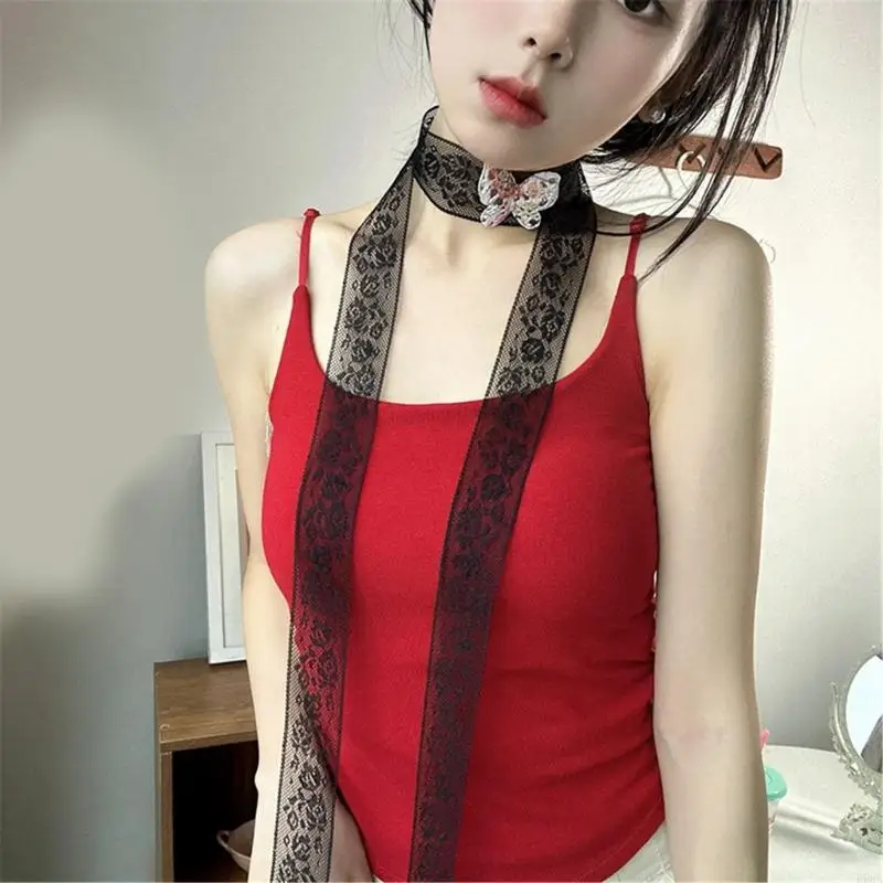 

P88A Skinny Scarf For Women Strips Neckerchief Hangbag Handle Wrap for Women Handbag Wrap Handle Belt Choker