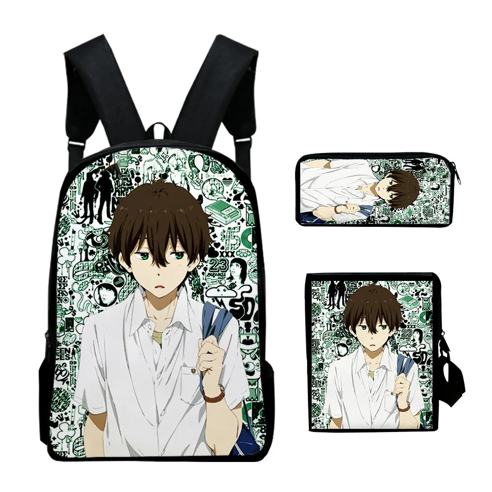 Trendy Youthful Hyouka 3D Print 3pcs/Set Student Travel bags Laptop Daypack Backpack Shoulder Bag Pencil Case