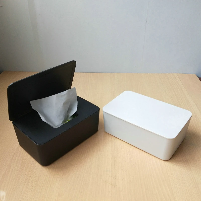 

1pcs mask storage box Household plastic dustproof cover tissue box desktop seal home office decoration wet tissue box