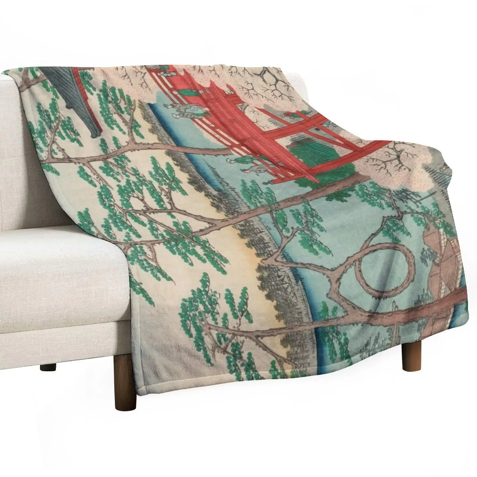 

New Spring Blossoms and Pond Ukiyo-e Japanese Art Throw Blanket Blankets For Baby Blankets For Sofas Blankets
