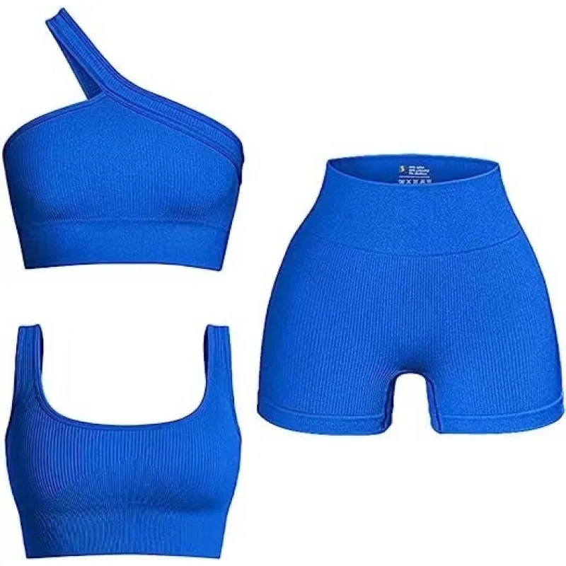 

Seamless Thread Solid Color Beauty Back Yoga Three-Piece Set