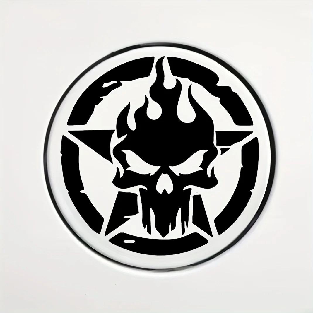 1 قطعة أسود أبيض الجمجمة لهب ستار نمط سيارة ملصق مائي الزخرفية لملحقات الكمبيوتر المحمول السيارة