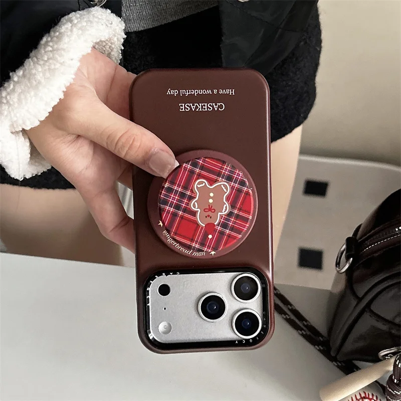 حافظة هاتف مغناطيسية بنية بسيطة لهاتف آيفون 17 برو 15 14 16 برو ماكس مع حامل حافظات صلبة لطيفة لهاتف أبل 17 برو ماكس فوندا