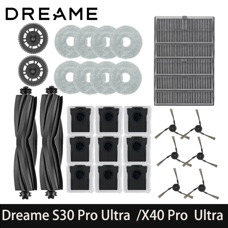 

Dreame S30 Pro Ultra / X40 Ultra / X40 Ultra Complete Robot Vacuum Cleaner Main Brush Mop Hepa Filter Dust Bag