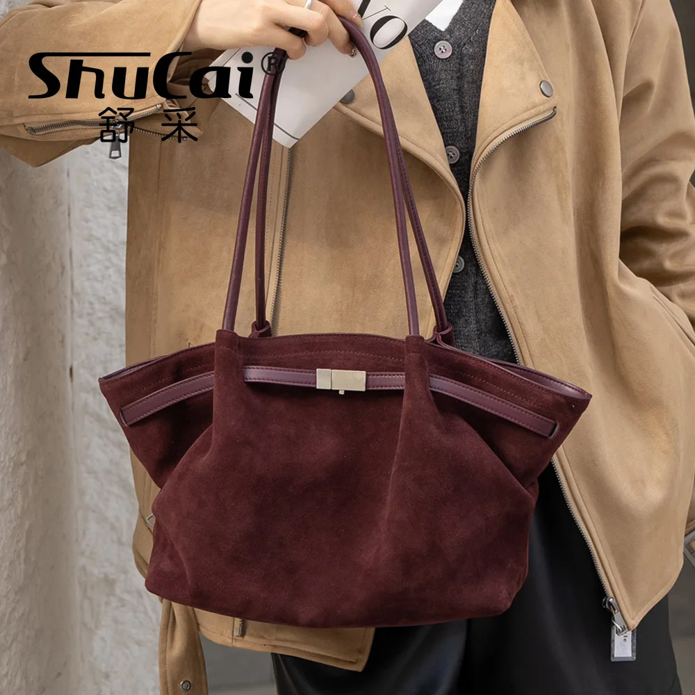 

Genuine Grade Suede Leather Fashion Women Handbag Luxury Designer Brand Shoulder Crossbody Tote Bag Underarm Dumpling-shaped Bag