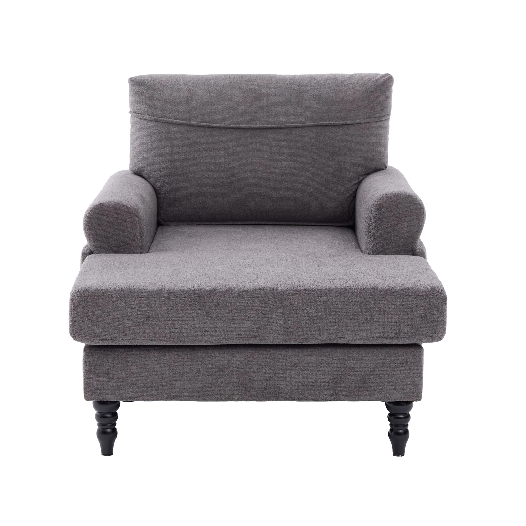 Moderner minimalistischer Samt-Loungesessel, Schlafzimmer-Einzelsofa mit Holzbeinen, bequemer Rückenlehne und Armlehnen – Detail 20