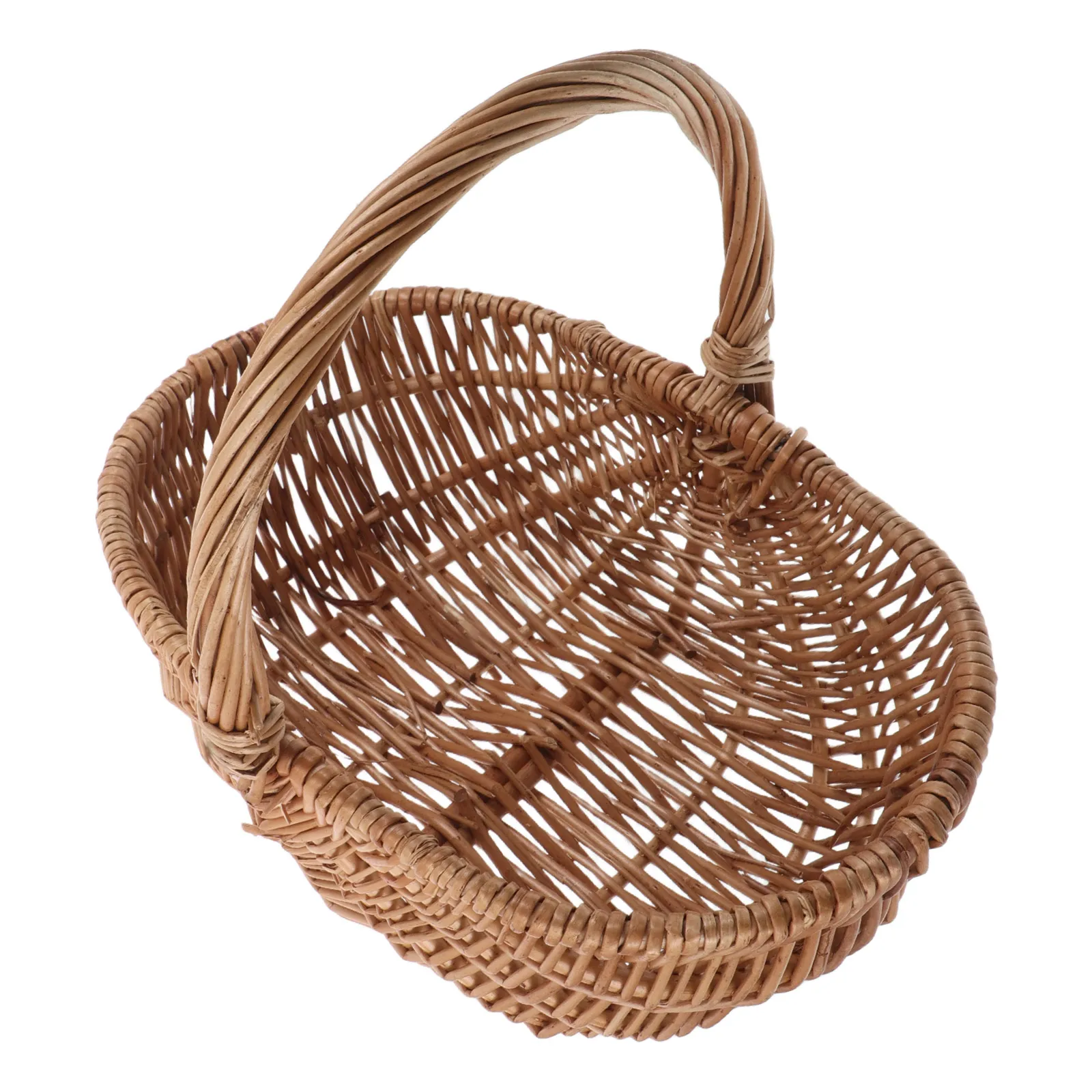 

Handwoven Wicker Picnic Basket Brown Natural Willow Rattan Storage For Fruit Vegetable Egg Candy Grocery Harvest Wedding Decor