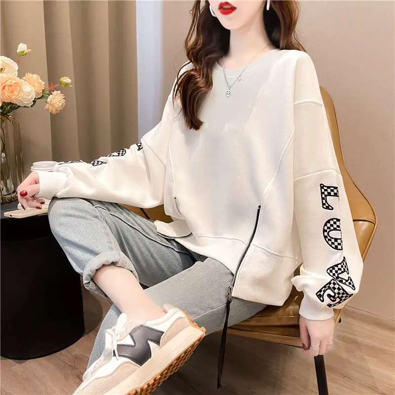 Basic 2025 Trend Baggy Rundhals Sweatshirt für Frauen Neuheit Hohe Qualität Dropshipping 90er Jahre Vintage Passende Frau Pullover Tops