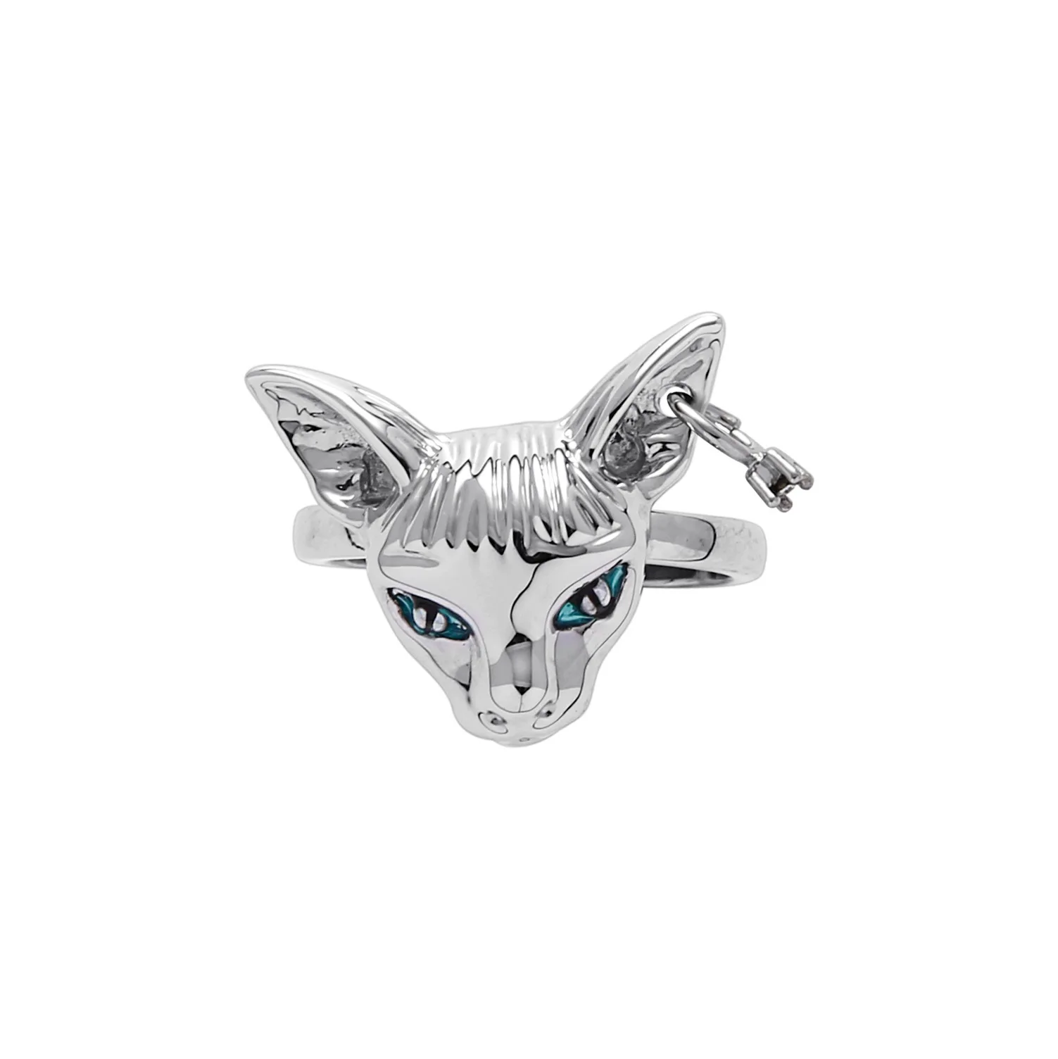 Unique Design Ear Lock Cat Rings Open Adjustable Animal Ring for Men Women\'s Party Jewelry Fashion Accessories