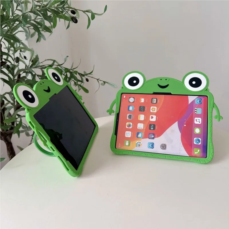 Cute Frog Kids Tablet Case Green Silicone Shockproof for iPad 5 6 Air 1 2 Pro 2017 2018 9.7