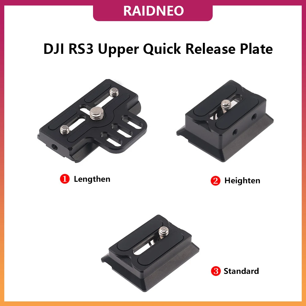 RadiNeo RS3 Quick Release Plate PU QR Baseplate with 1/4 3/8 Screws for DJI Ronin RS3 RSC2 RS2 Stabilizer Gimbal