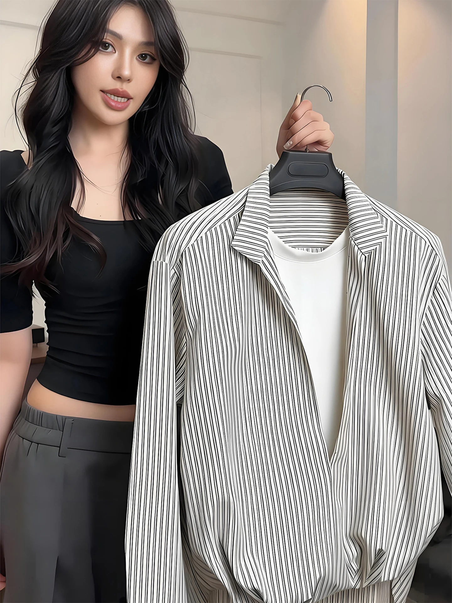 

Cleanfit Men's V-Neck Striped Long Sleeve Shirt Vintage Preppy Style Spring Casual Loose Fit Breathable Polyester Fibre