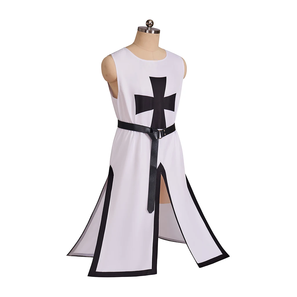 Medieval Warriors Knight Templar Crusader Costume For Adult Gown Shirt Top Cross Tabard Surcoat Tunic Clothes Knight Belt