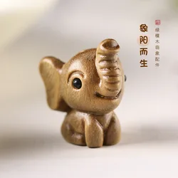 Miniature Decoration figurines for interior Natural sandalwood DIY craft gift carving cute small elephant home decoration