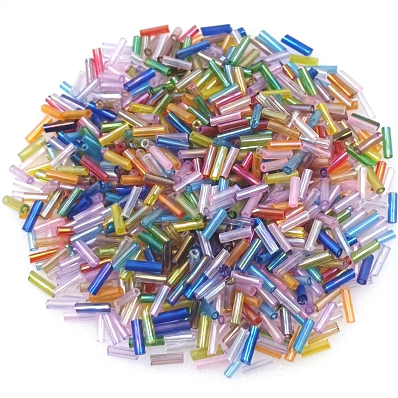 About 300Pcs 2x7mm Long Tube Glass Beads For Jewelry Making Multi-color Necklace Bracelets Spacer Bead DIY Accessories