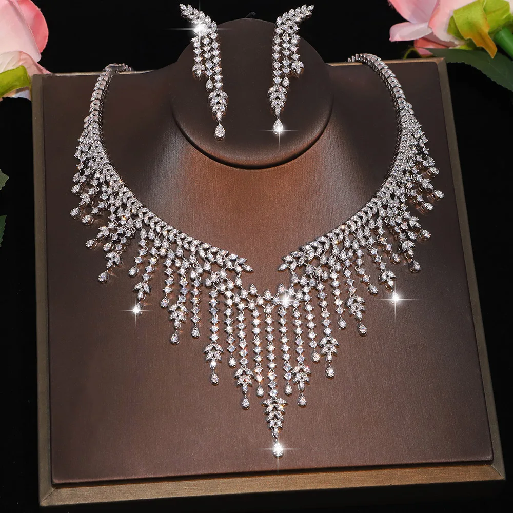 New Flash Tassel Full Star Ladies Jewellery Necklace Set Saudi Arabia Prom Party Event Wedding Accessories Bride's Gift