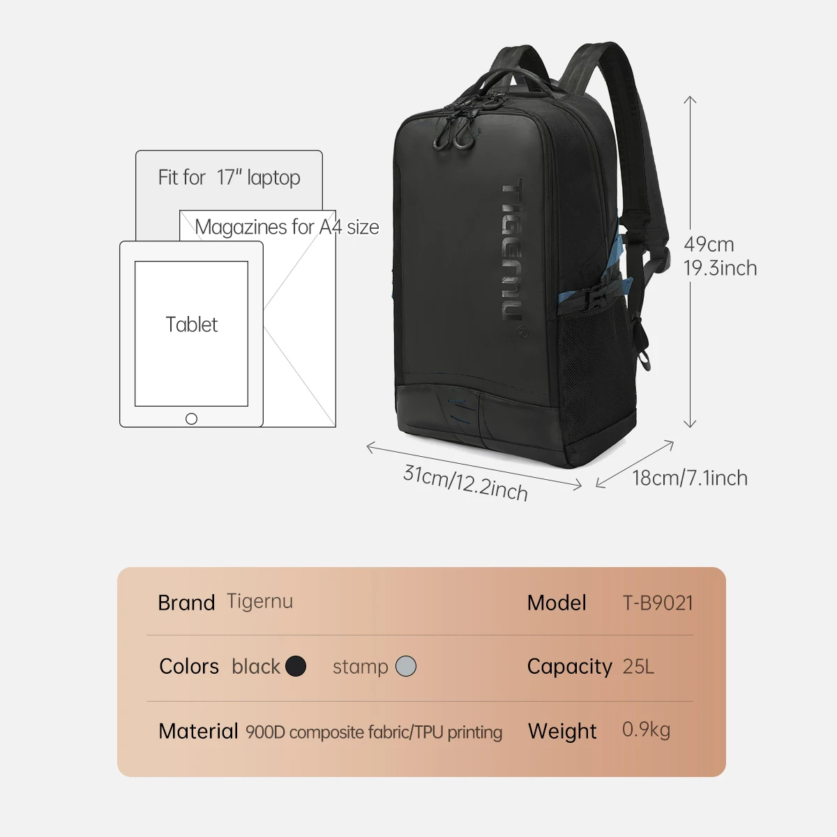 Lifetime Warranty Men Backpack For School 17inch Laptop Backpack Bag Large Capacity Travel Bag Male Waterproof Backpack For Men