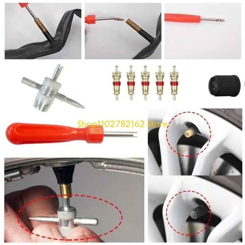 

547B 47pcs Tire Valves Tool rusts Resistant Valves Tool Automotive Valves Tool Outdoor Repair Tool Upgrades for Extended Use