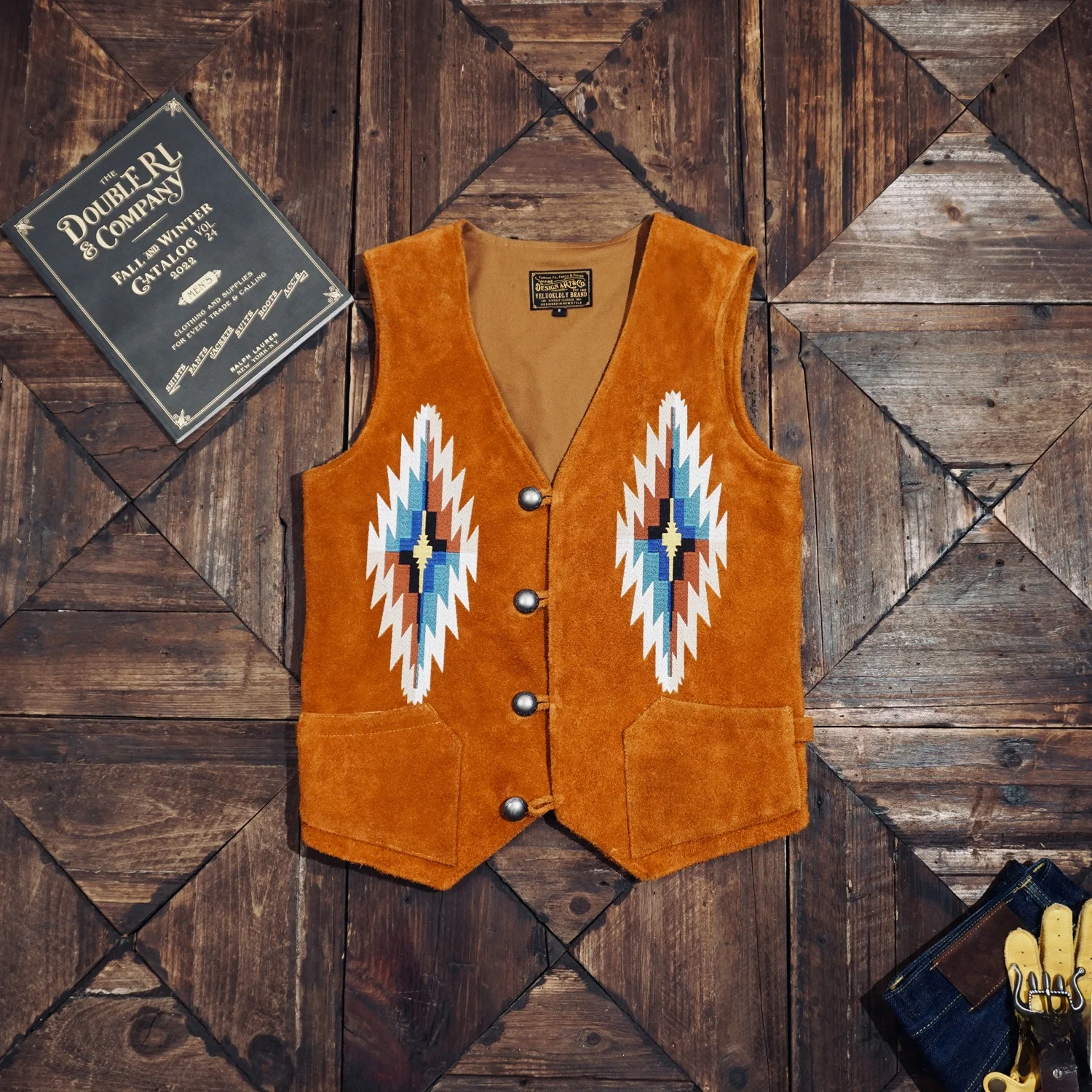 Navajo Embroidered Vintage Motorcycle Jacket Top Layer Cowhide Leather Warmth Outerwear Men's Fashion Autumn Wear