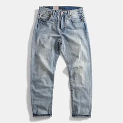 Men's new vintage do old ground white everything with cotton straight leg jeans casual trousers