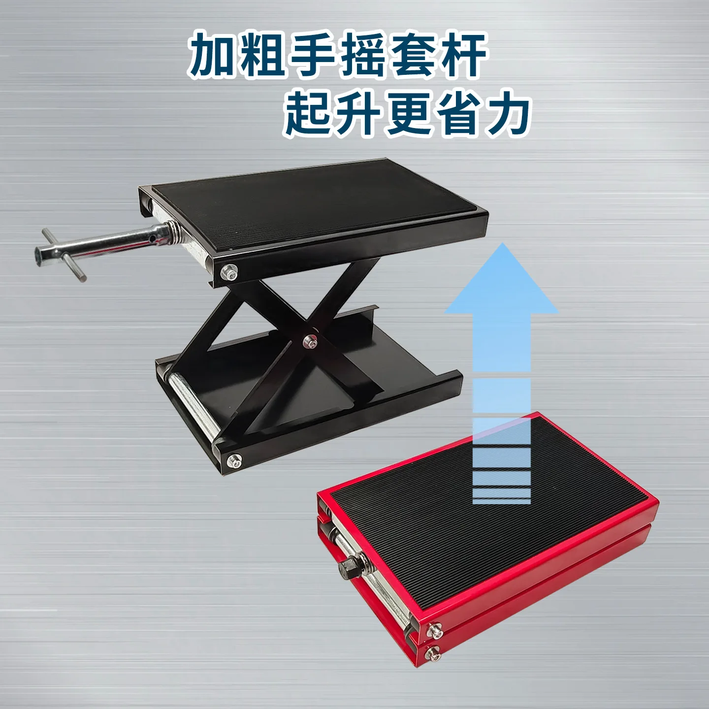 Motorcycle Scissor Lift Jack Stand Manual Platform Hoist for Motorbike Repair Maintenance Workshop with Stable Steel Frame and