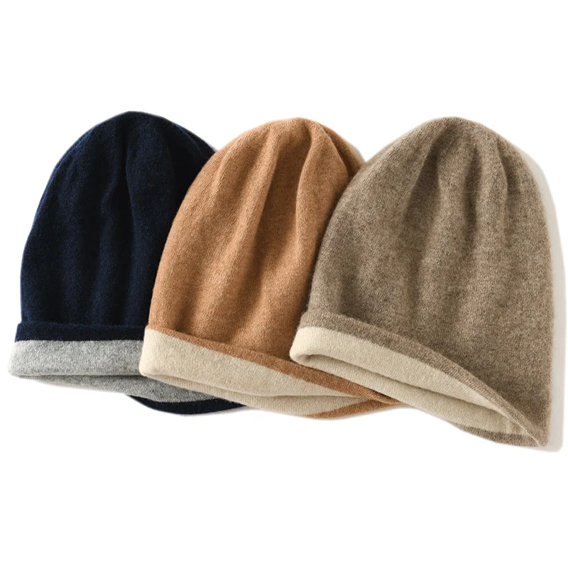 

Autumn and Winter New Women's Cashmere Hat 100% Cashmere Knitted Solid Color Women's Hat Fashionable Hot Selling Women's Hat