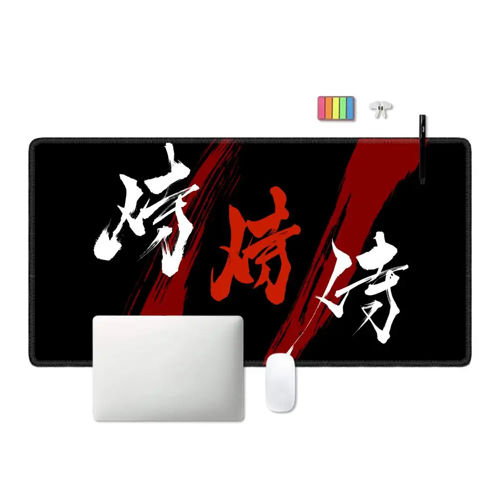 Imagem -02 - Samurai Warrior Black Mouse Pad Acessórios para Computador Gamer Table Mat Teclado Empresa Gaming Laptop Desk Acessório pc