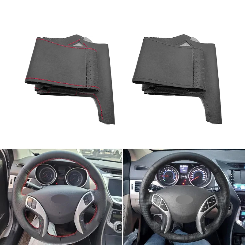 

Hand-stitched Car-styling Steering Wheel Perforated Leather Cover For Hyundai Elantra 2011-2016 Avante i30 2012 2013 - 2015 2016