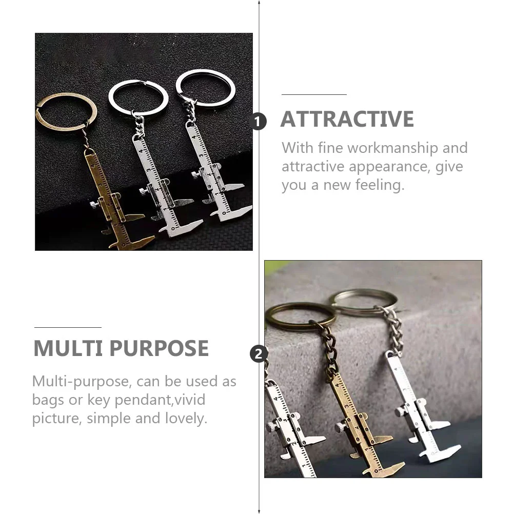 5 Pcs Vernier Caliper Buckle Mini Purse Keychain Ruler Chains Zinc Alloy Hanging Adorns Man Decorations Pendant