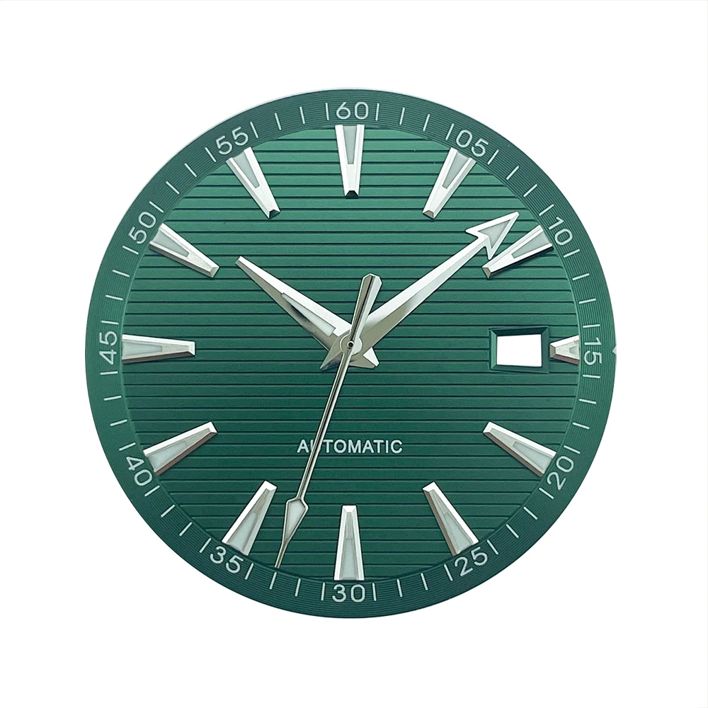 33.2mm Green Sterile AT150 AQUA Sailboat Splint Texture Watch Dial with Hands for NH35A Date at 3, Blue Lume