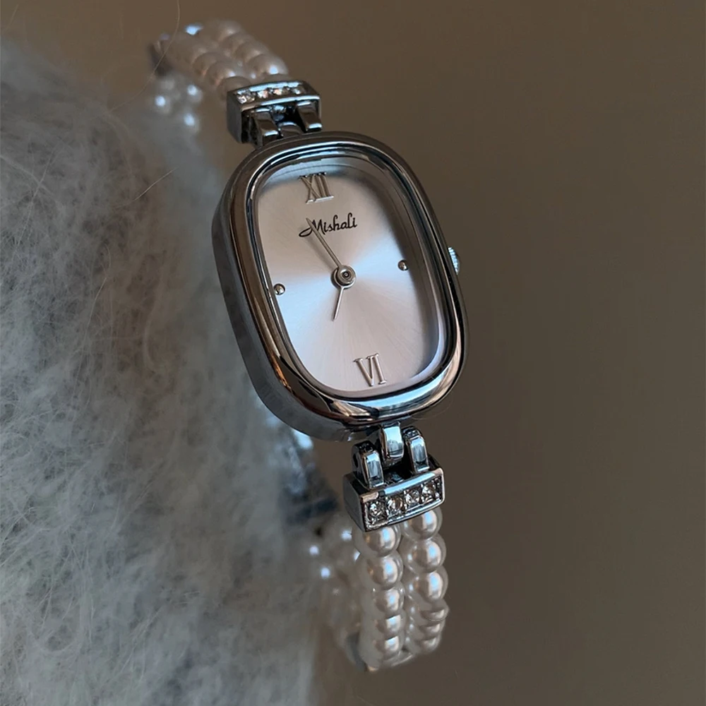 Trendy Simplicity Temperament  Pearl Wrist strap quartz Watch For women' lady Chain watch strap watch Jewelry accessories