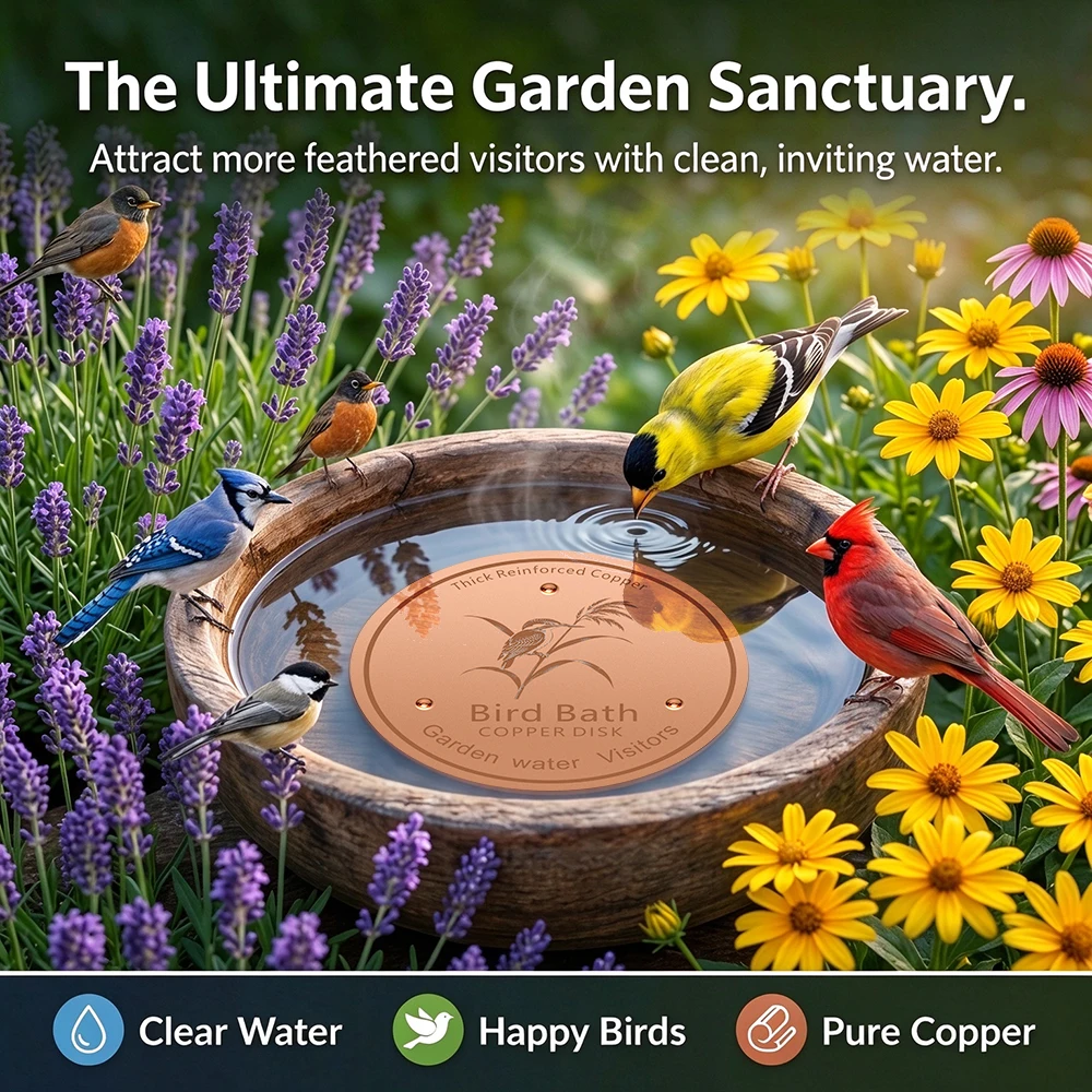 Thick Reinforced Copper Bird Bath Disk, Garden Water Visitor Attractor Decorative Metal Insert for Outdoor Petting