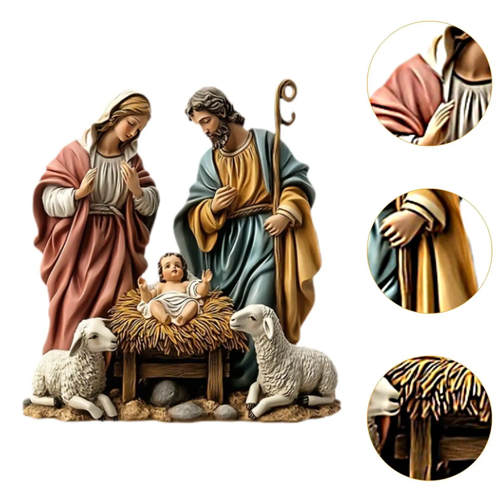 عيد الميلاد مشهد المهد الدينية سطح المكتب ديكور الولادة زخرفة يسوع لعرض المنزل هدية عيد ميلاد مكتب غرفة المعيشة الرف