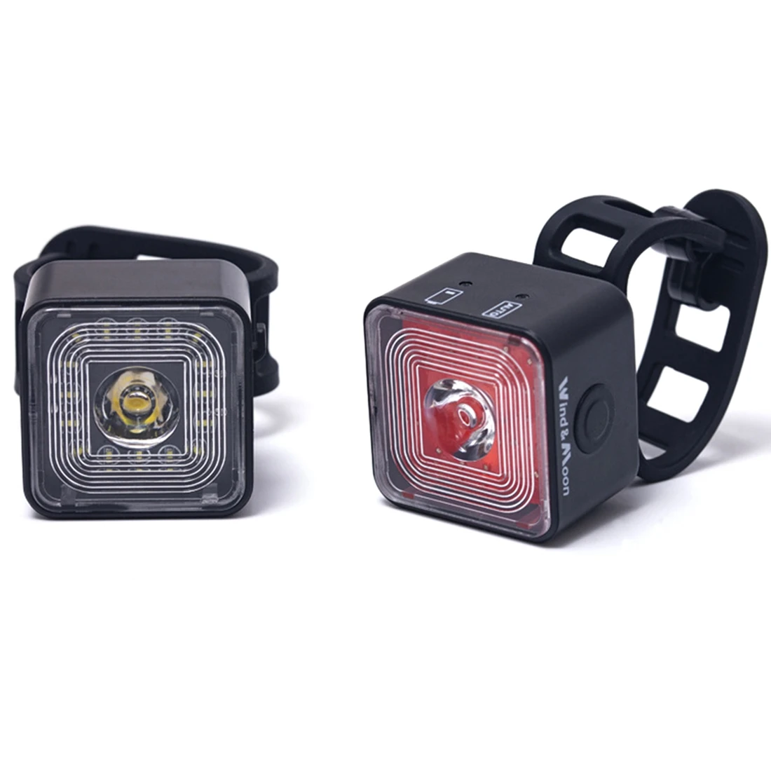 WIND&MOON 120 Lumen IP66 Waterproof Light Sets Headlight and Tail Light Sets for 5 Gear Mode Brake Lamp,WT06+WT06S