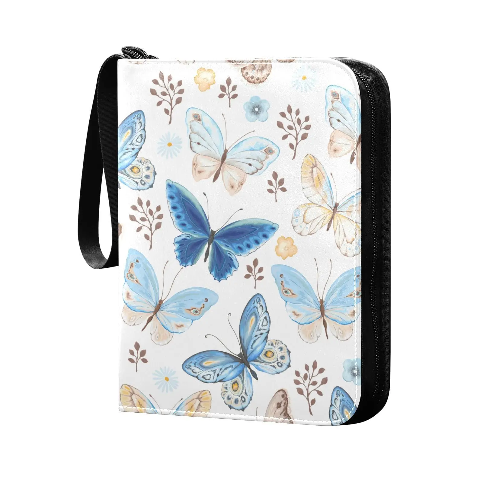 Butterflies Blue Card Binder 4 Pocket Card Binder 400 Double Sided Pocket Album Sport Game Cards Unique Card Collection Storage