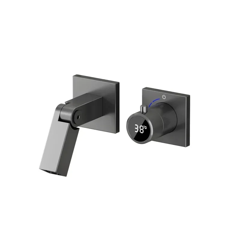 

Digital display concealed faucet split hot melt into wall type hidden basin faucet minimalist all copper embedded