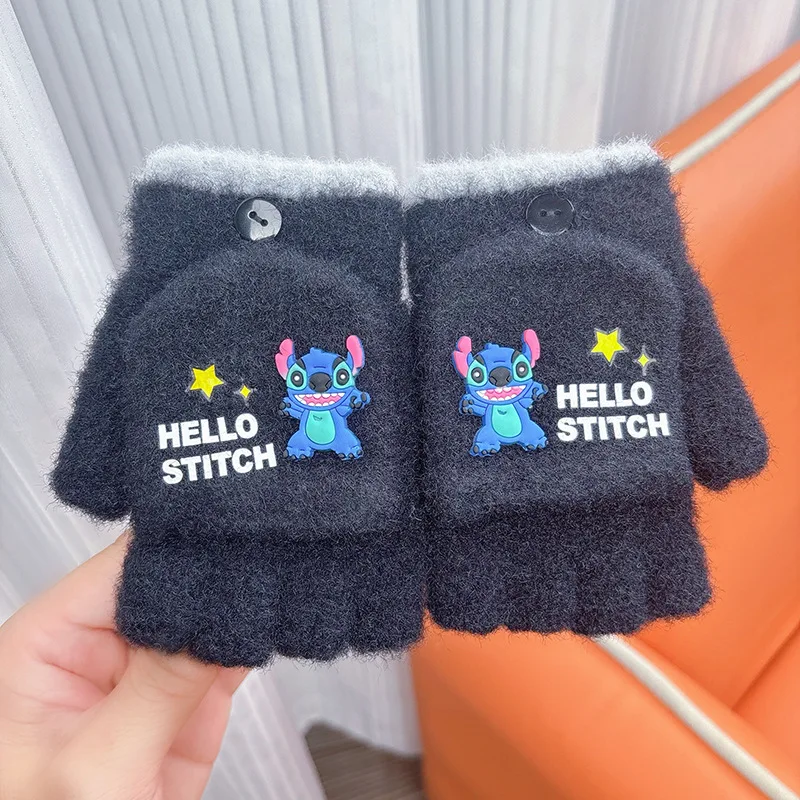 Cute Stitch Kids's Gloves Winter Warm Cartoon Stretch Knit Mittens Touch Screen Girl Boy Glove 5-8 Years kids Birthday Gifts