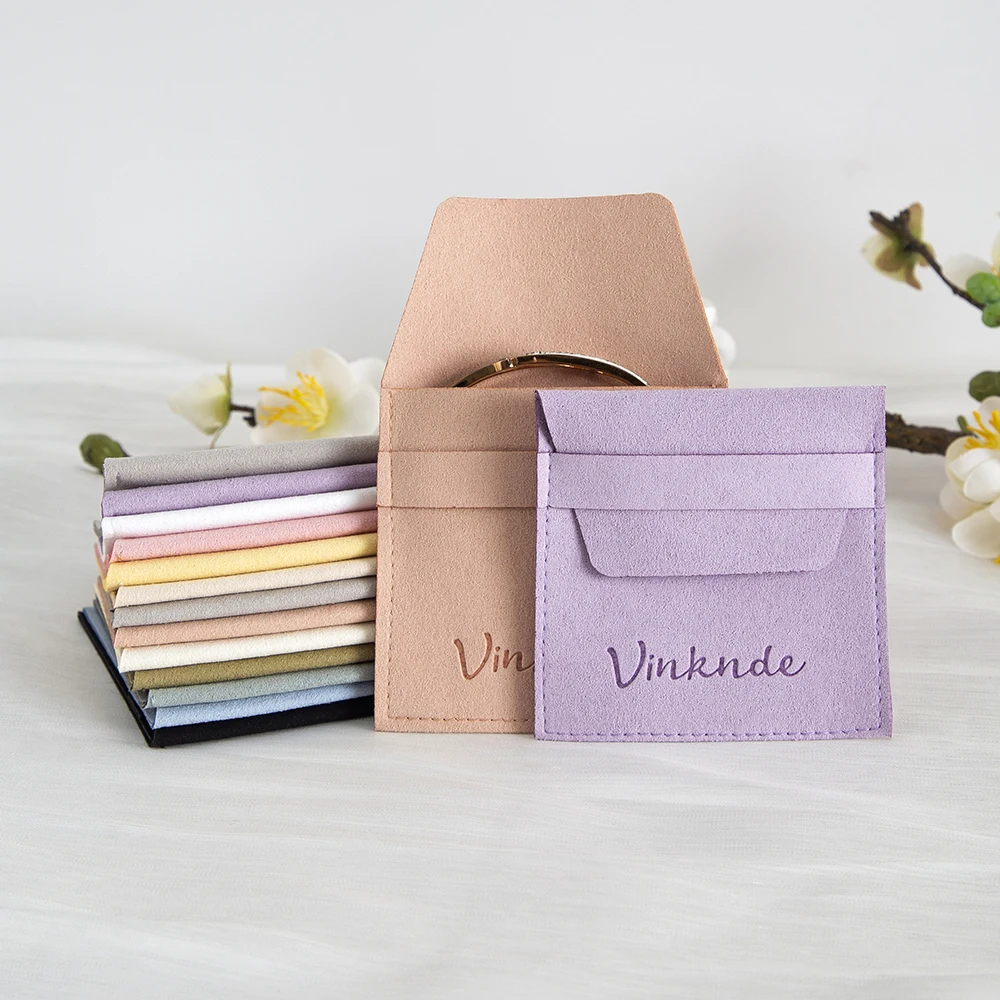 

Маленький конверт с клапаном и логотипом на заказ, роскошное бархатное ожерелье из микрофибры, серьги, модные ювелирные изделия, подарочная сумка, оптом