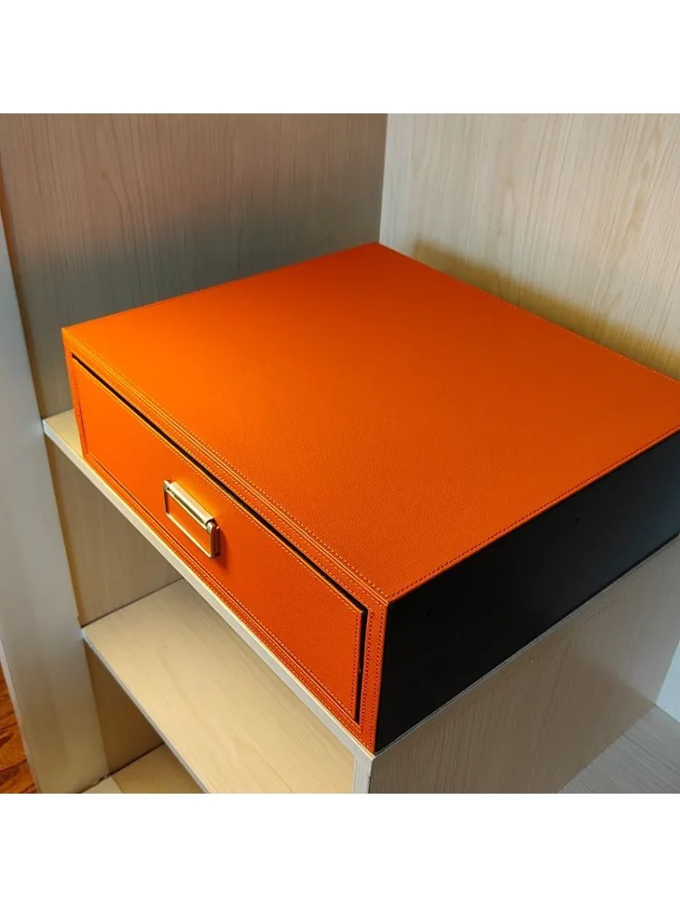 Leather smart fingerprint password drawer safe household multi-specification wardrobe safe
