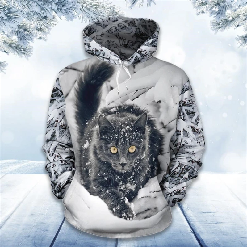 Sudaderas con capucha de gato para hombre y mujer, jerséis de manga larga, ropa deportiva informal para diario, novedad de otoño, 2024