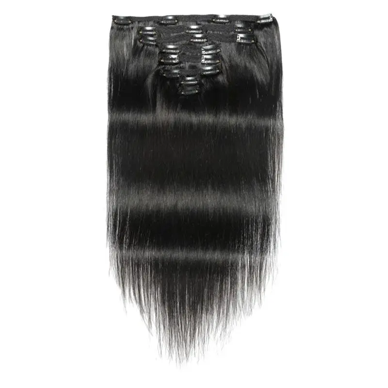 

【LOVE】16Inch Clip In Extensions Human-Hair Clip Straight Hair Extensions Seamless Skin Weft Clip-On Hair Pieces Durable Easy Ins