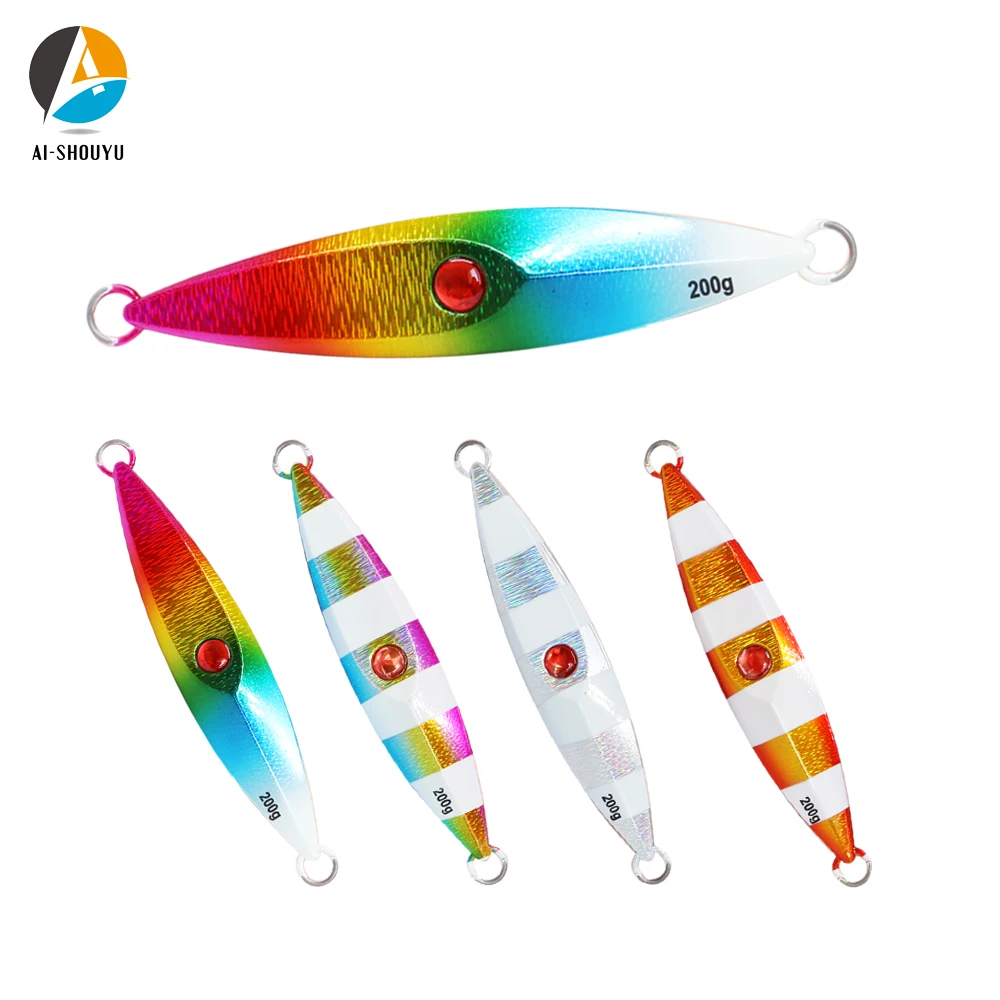 

AI-SHOUYU 1PC New Matel Slow Jigging Spoon Lure 200G 250G Lead Fish Sea Bass Fishing Lure Artificial Bait Hard Lure