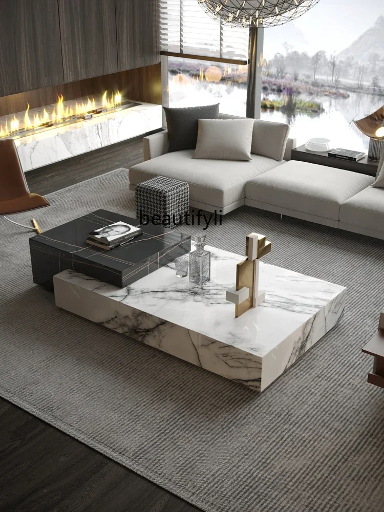 

S Natural Marble Coffee Table Living Room Modern Light Luxury Large Flat Italian Style