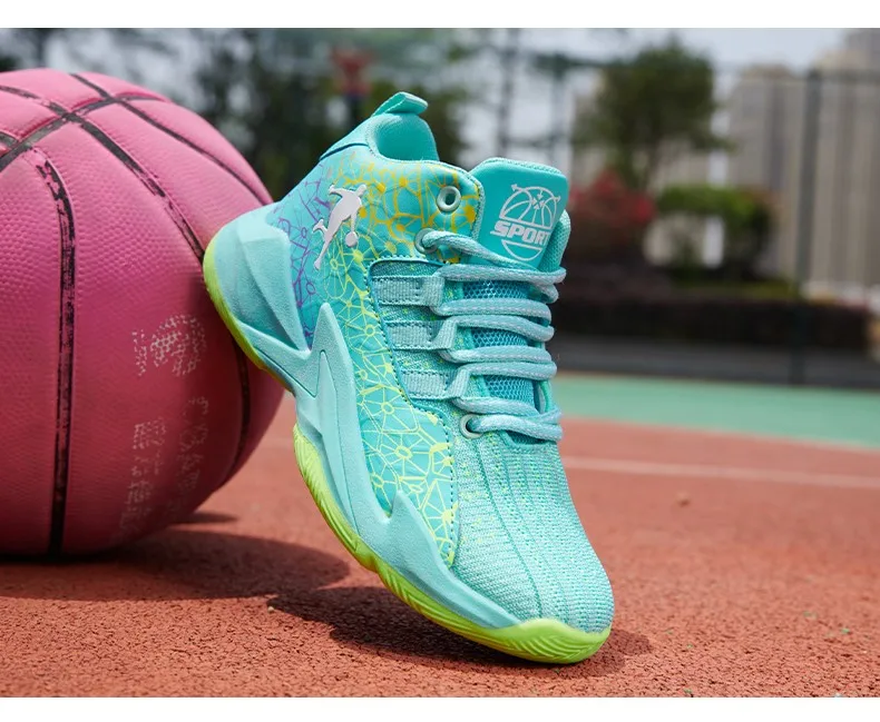 Kinder-Basketballschuhe, rutschfest, atmungsaktiv, Basketball-Trainings-Sneaker, Schnür-Basketballstiefel für Jungen und Mädchen, Sportschuhe – Detail 7