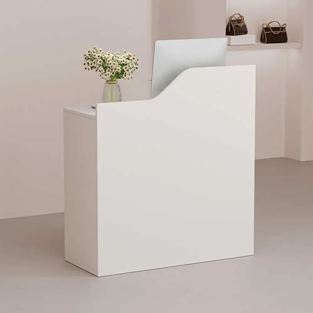 Front Desk Reception Counter, Modern and Simple Reception Desk, Checkout Counter, Reception Room Office Boutique Lobby(White)